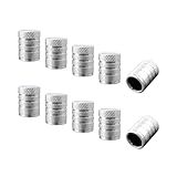Ziciner 10 PCS Car Tire Valve Stem Caps, Anodized Aluminum Wheel Stem Covers, Corrosion Resistant Car Tire Air Caps, Vehicle Exterior Accessories for Car, Truck, Motorcycle, Bike (Silver-10 PCS)