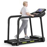 Ternewby Treadmills for Seniors, Treadmills for Home with Handrails, Dual Shock Absorption, 300 LBS Capacity, Heart Rate Monitor, Bluetooth App Control, Ideal Treadmill for Elderly & Family Use