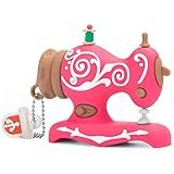 BorlterClamp 32GB USB Flash Drive Cute Cartoon Sewing Machine Model Memory Stick, Gift for Students and Children (Rose Red)