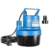 2025 FOTING Portable Sump Pump Water Pump 1215GPH,1/4HP,25ft Power Cord for Garden Pond,Basement Pool Drainage and Hot Tub,Thermoplastic Submersible Pump Lowest Sucking Level 1/5inch,