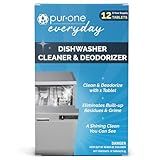 PurOne Dishwasher Cleaner & Deodorizer - Deep Cleaning, Eliminates Built-up Residues & Grime in Dishwashers, Odor Remover, Septic Safe, For All Makes & Models, 12 Pack Monthly Maintenance Solution