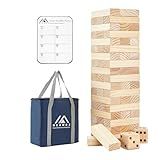 Megwoz Giant Tumble Tower Games for Kids and Adults 57 Blocks New Zealand Pine Wooden Blocks Stacking to Over 4.2FT Family Game for Indoors Outdoors Yard Games for Family