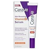 CeraVe Vitamin C Serum for Face with 10% Pure Vitamin C, Hyaluronic Acid & 3 Essential Ceramides, Skin Brightening Antioxidant Serum, Hydrates & Improves Skin Tone & Texture, Fragrance-Free, 1oz