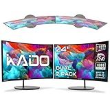 Kado Dual Monitor Setup - 2-Pack 24" Curved 1500R 1920x1080 Computer Monitor 75Hz VESA Mount HDMI Office Gaming Built-in Speakers (C24 Dual Series)