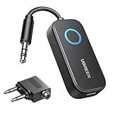 UGREEN Airplane Bluetooth Transmitter Receiver for 2 Airpods or Headphones, Airplane Travel Essentials 2-in-1 Wireless Bluetooth Adapter-Use with Any 3.5MM Jack on Flight, TV, Car Stereo, Treadmill