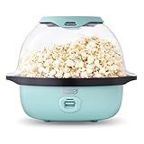 Dash SmartStore Deluxe Stirring Popcorn Maker - Hot Oil Electric Popcorn Popper with Butter-Warming Tray, Clear Serving Bowl, Storage Lid & Measuring Cup - 24 Cups, Aqua