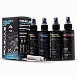 Molecule Premium Helmet Care Kit, Includes Anti-Fog, Cleaner Polish, Helmet Refresh, and Rain Repel, For Helmets, Visors, and Goggles, Cleans and Details, 4 Ounces (1 Kit)