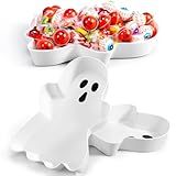 Wiwiqing 2 Pcs Halloween Ghost Candy Bowl Ghost Shaped Serving Tray Plates Plastic Spooky Dessert Platter Dish for Halloween Trick or Treat Party Food Storage Charcuterie Board Serving Supplies