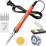 Electronic Soldering Iron Kit, 120W Digital Soldering Gun Tools, Portable Easy-play Solder Kit with 5pcs Extra Tips, 50g Solder Wire, Heavy Duty Holder, Cleaning Sponge, Solder Paste