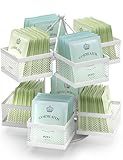 VOGWOLTH Tea Bag Organizer, Tea Bag Storage Holder Spinning Carousel 96 Teabags Container, Lazy Susan Coffee Creamer Sweetener Tea Caddy for Kitchen Counter Cabinet Pantry Shelf Organizer