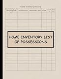 Home Inventory List of Possessions: Record Book For Homeowner or Renter to List Possessions in The House by Category,or Any Insurance Claims.