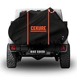 CEKURE Your Ride on the Go! Heavy-Duty 600D Bike Cover for Transport on Rack - Accident Proof Reflective Design Bike-Cover for 1-2 Bikes on Rear Ultra Waterproof Ebike Cover - Bike-Rack Transport