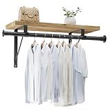 Mavivegue Adjustable Closet Rod, 18 to 72 Inch Closet Rods for Hanging Clothes, Wall Mounted Clothing Rack, Heavy Duty Bracket Closet Pole for Bedroom Laundry Bathroom(Without Boards)(Black)