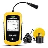 LUCKY Kayak Handheld Fish Finder Sonar LCD Wired Fish Finder Transducer Boat Water Depth Finders Display FF1108-1