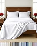 California Design Den Softest 100% Cotton Sateen Queen Sheets, 4 Pcs, White