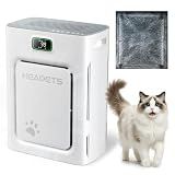 Pet Air Purifier for Home Large Room 2500 sq ft, H13 HEPA Washable Double-Sided Filter,Air Cleaner for Pet Hair Dander Odor Allergies Pollutant Smoke Dust,PM2.5 Air Quality Monitor,Auto Mode,P358 Grey