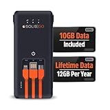 SIMO Solis Go 4G Mobile Hotspot WiFi Power Bank with Built-in Cables for Travel in 140+ Countries, No SIM Card or Contract, Multi-Carrier Network, 20 Devices, 1GB/Month Lifetime + 10GB Global Data