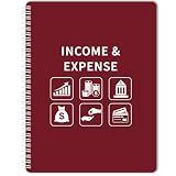 Income and Expense Log Book - Bookkeeping Record Book/Tracker/Small Business Ledger Book & Accounting, 8.5" x 10.5", Undated Record Book＆ Business Ledger, Durable Polypropylene Cover（Red)