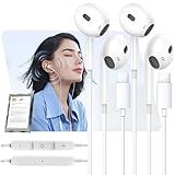 USB C Headphones for iPhone 17, 2 Pack USB Type C Earbuds HiFi Stereo Noise Earphones reduction with Mic&Volume Control for iPhone 17 16 15, iPad Pro, Galaxy S23/S22/S21/Ultra Note 20, Pixel 7 -White
