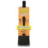 Scrub Daddy BBQ Daddy Grill Brush for Outdoor Grill - Bristle Free Grill Brush with Steel Grill Scraper + Scrub Brush - Temperature Controlled Scrubbing Power for Grill Cleaning (1 Count)