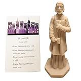 Cyberlight St Joseph Statue for Selling House Kit Resin Saint Joseph Figurine for Protecting Home with Instruction Card and House Prayer Complete Set (Beige)