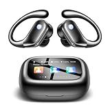 jaddsa Wireless Earbuds, ENC Noise Cancelling Sport Ear Buds with Multifunctional Touch Screen, Bluetooth 5.4 Headphones, Bass Stereo Sound, 5 EQ Over The Ear Earbuds for Sports/Workout/Gym-Black