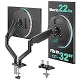 WALI Dual Monitor Stand for 13-32 inch Computer Screens, Dual Monitor Arms for 2 Monitors Holds up to 22 lbs, Height Adjustable Gas Spring Dual Monitors Mount, VESA 75x75/100x100mm (GSMP002N), Black
