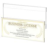Yncotte Business License Frame 2pcs, 4x10 Acrylic Business Certificate Holder for Wall with Tape No Drilling, License Holder for Cosmetology Salon Barber Esthetician Office Document Display