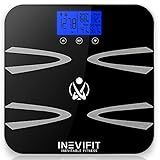 INEVIFIT Body-Analyzer Scale, Highly Accurate Digital Bathroom Body Composition Analyzer, Measures Weight, Body Fat, Water, Muscle, BMI, Visceral Levels & Bone Mass for 10 Users. Includes Batteries