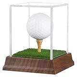 Golf Ball Display Case Hole in One Golf Ball Display Case Walnut Wood Base Acrylic Golf Ball Holder Display Uv Protection Golfball Stand,Golf Office Decor Gifts for Men