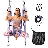 Yoga Trapeze Swing Set for Home & Outdoor | Easy Setup for Strength, Balance & Back Pain Relief | Adjustable Straps & 600lb Capacity, Includes Carrying Bag & Online Tutorials, Purple