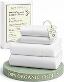 LANE LINEN 100% Organic Cotton King Size Sheets Set, Soft & Comfy All Season Breathable Sheets King Size, Percale Weave Fully Elasticized Eco Friendly Naturally Cooling King White Bed Sheets