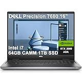 Dell Precision 7000 7680 Mobile Workstation Laptop (NVIDIA RTX 2000 Ada 8GB, 16" FHD+, Intel Core i7-13850HX (> Ultra 9-185H), 64GB LPCAMM2 DDR5, 1TB SSD) Pro Max for Designer, Engineer, Win 11 Pro