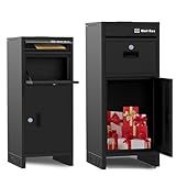 Package Delivery Boxes for Outside, 15.7" L*15.7" W*37.8" H No Installation Required Parcel Drop Boxes with Lock, Anti-Theft,Rustproof and Waterproof Package Delivery Box for Outdoor Porch(Black)