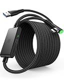 INIU VR Link Cable with Separate Charging Port, 16FT High Speed Data Transfer & Charging Cable, USB to USB C Charger Cord for Virtual Reality Headset, Meta Oculus Quest 3s 3 2 Pro, Pico 4 Steam PC VR