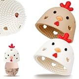 2PCS Silicone Egg Cleaner for Fresh Eggs, Egg Washer for Fresh Eggs, Egg Scrubber for Fresh Eggs, Reusable Cleaning Tools for Chicken Coop Accessories Cute Easter Gifts (White + Brown)
