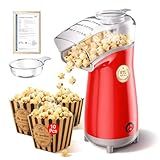 HSYBUSI 4.0Health Upgrade - Air Popper Popcorn Maker,Butter Melter.3-Minute Quick Popcorn,Oil-Free And EasyTo Clean. Air Popcorn Machine - Perfect for family movie nights and kids' parties, bright red