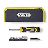 General Tools Lighted Screwdriver with Universal Wrench - Convenient Multi-Bit Screwdriver with Built-In LED Light, Universal Wrench, and Storage Case, Includes 6 Standard and 8 Precision Bits