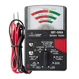 Gardner Bender GBT-500A Analog 1.5 V Button Cell/22.5 Photo/AA/AAA/12 V/9 V/Lantern Cells & More, Leads Battery Tester,14 Battery Range, Black
