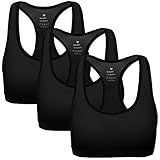 MIRITY Women Racerback Sports Bras - High Impact Workout Gym Activewear Bra Pack of 3 Color Black Size M