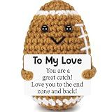 Birthday Gift for Him Her Boyfriend Girlfriend, To My Love Christmas Positive Handmade Crochet Football, Small Cute Anniversary Present for Him, Mini Romantic I Love You Gifts for Husband Wife Couple