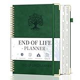 End of Life Planner, Spiral Estate Planning Organizer with Tabs for Senior, I'm Dead Now What Planner for Final Arrangements & Important Affairs with Large Print, 7.9"x10.4", Green