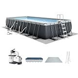 INTEX Ultra XTR 24 ft x 12 ft 52 in Above Ground Pool Set, Rectangular Swimming Pool with Steel Frame, 2100 GPH Sand Filter Pump, Ladder, Cover, & Ground Cloth