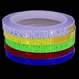 5 Pack Reflective Tape Outdoor Safety Warning Lighting Sticker Waterproof Bike Reflector Tape for Bicycle Bike Car Motorcycle DIY Rim Decoration (5 Color)