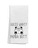 OHSUL Guess What Cute Panda Highly Absorbent Kitchen Towels, Funny Bear Hand Towel Tea Towel for Bathroom Kitchen Decor, Gifts for Panda Lovers