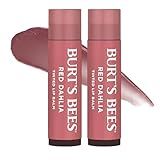 Burt's Bees Lip Tint Balm for Valentine's Day, with Long Lasting 2 in 1 Duo Tinted Balm Formula, Color Infused with Hydrating Shea Butter for a Natural Looking Buildable Finish, Red Dahlia (2-Pack)