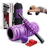 JOYENERGY 5 in 1 Foam Roller Set, Trigger Point Foam Roller Patented, Massage Roller Stick, Massage Ball, Stretching Strap for Deep Tissue Massager for Muscle Pilates Yoga Whole Body