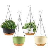 Hanging Planter for Plants Indoor, 8 Inch 4 Pack White/Black/Green/Beige