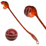 AnNafi Speed Arm Cricket Ball Thrower | Practice Launcher & Pickup | Dog Fetch & Fold Set | Cricket Equipment (with Leather Ball, Orange)