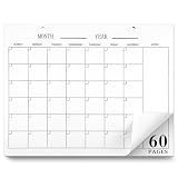 Gueevin 2026 Blank Calendar Sheets 60 Pages Undated Monthly Calendar Notepad Large 8.5 x 11 In Desk Blank Monthly Planner for Organizing Scheduling Task Productivity Tracker Home School Office(White)